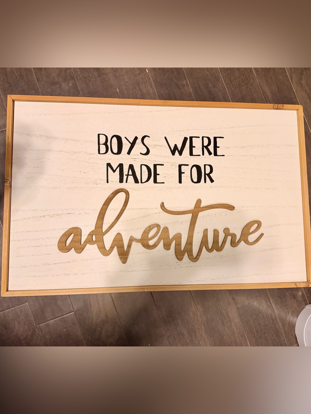 Hobby Lobby White, Black and Gold "Boys Were Made for Adventure" Wall Sign